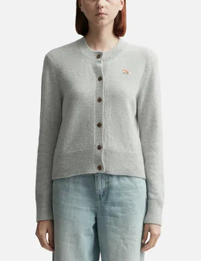 Maison Kitsuné Baby Fox Patch Fitted Cardigan In Grey