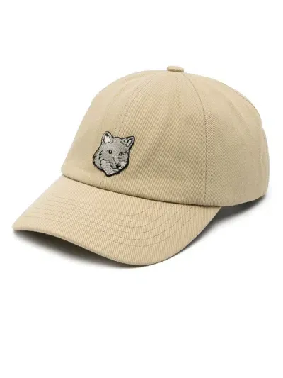 Maison Kitsuné Fox-patch Cotton Baseball Cap In Nude & Neutrals