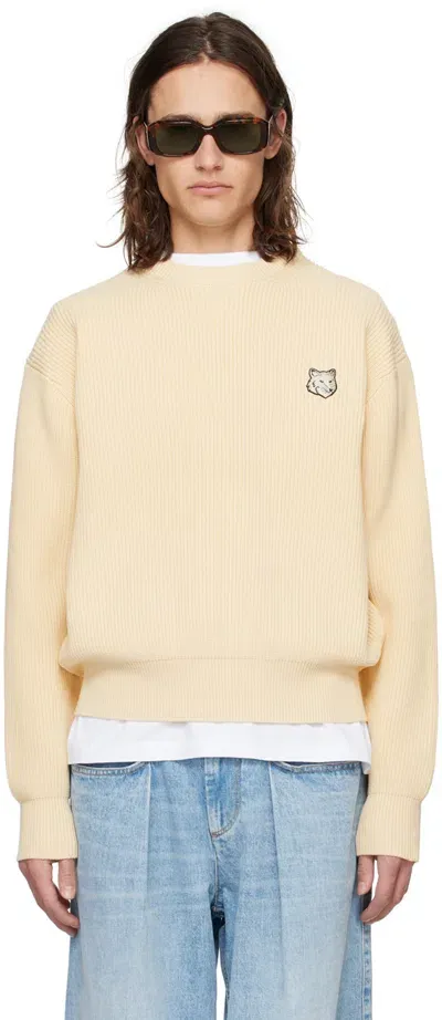 Maison Kitsuné Beige Bold Fox Head Sweater In White