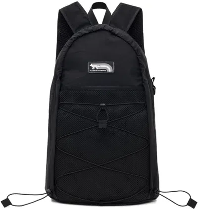 Maison Kitsuné Black Flash Fox Backpack In P199 Black