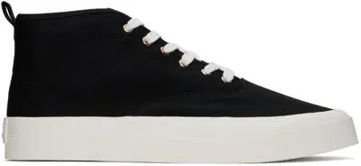 Maison Kitsuné Black High-top Canvas Lace-up Sneakers In P199 Black