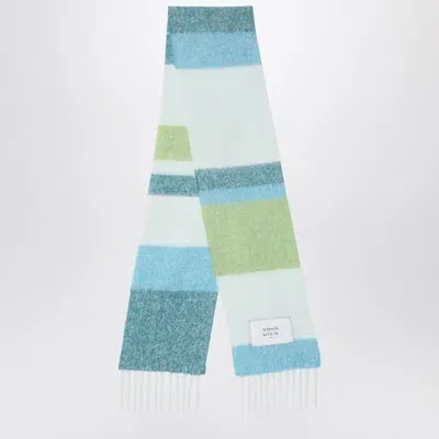 Maison Kitsuné Wool Blend Striped Scarf In Blue