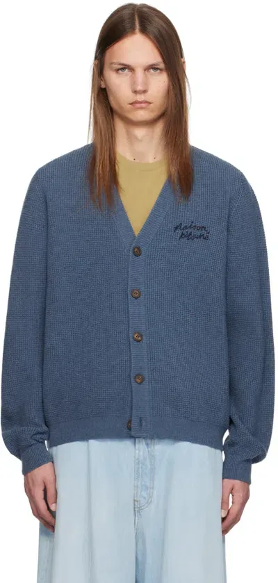 Maison Kitsuné Handwriting Comfort Cardigan In Blue