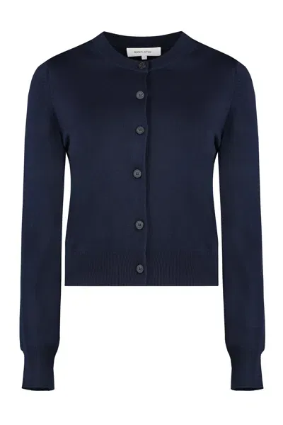 Maison Kitsuné Wool Cardigan In Navy