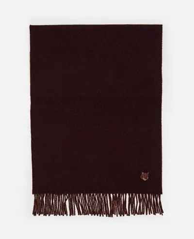 Maison Kitsuné Bold Fox Head Double Face Scarf In Black