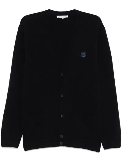 Maison Kitsuné Bold Fox Head-patch Cardigan In Blue