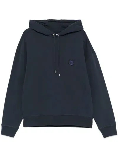 Maison Kitsuné Bold Fox Head-patch Hoodie In Blue