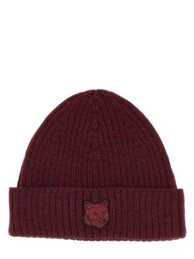 Maison Kitsuné Hats In Bordeaux Wool In Red