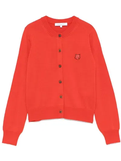 Maison Kitsuné Bold Fox Head Patch Regular Cardigan Clothing In P653 Autumn Red