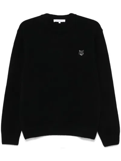 Maison Kitsuné Bold Fox Head Patch Regular Jumper In Black