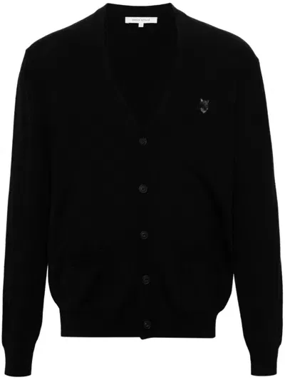 Maison Kitsuné Chillax Fox Wool Cardigan In Black