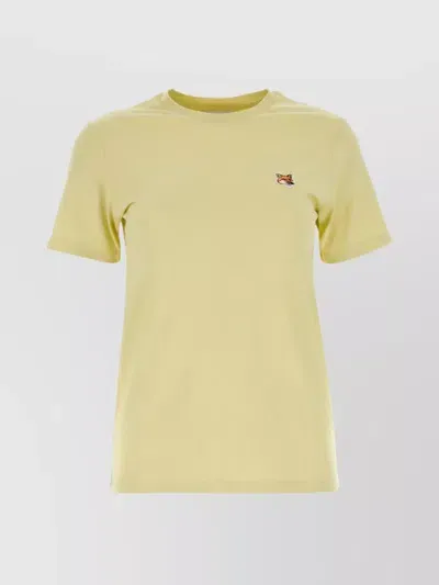 Maison Kitsuné T-shirt With Fox Patch In Yellow