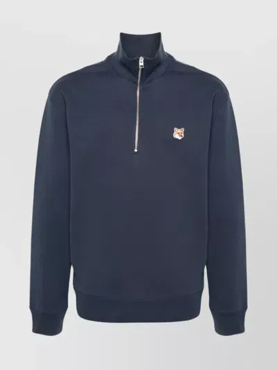 Maison Kitsuné Fox Head Cotton Sweatshirt In Blue