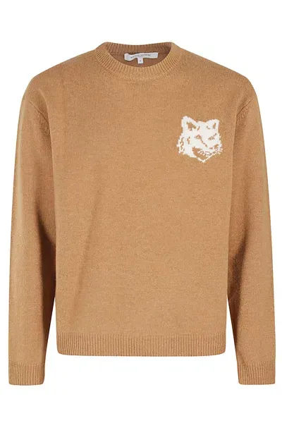 Maison Kitsuné Fox Head Intarsia Comfort Jumper In Sequoia