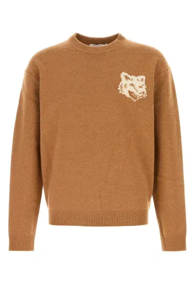 Maison Kitsuné Fox Head Intarsia Comfort Jumper-l Nd Maison Kitsune Male In Brown