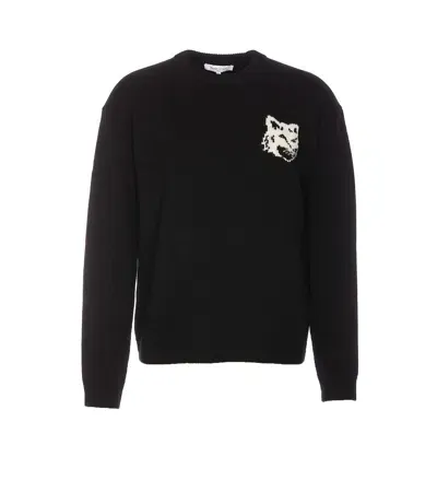 Maison Kitsuné Fox Head Intarsia Comfort Jumper In Black