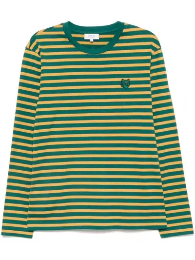 Maison Kitsuné Fox Head Long-sleeved T-shirt In Green