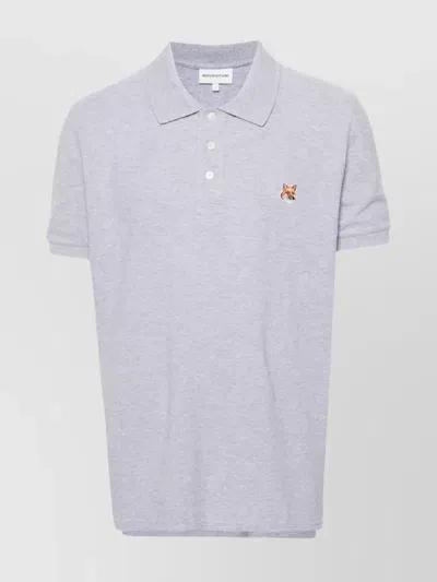 Maison Kitsuné Gray Fox Head Polo In H120 Light Grey Mela