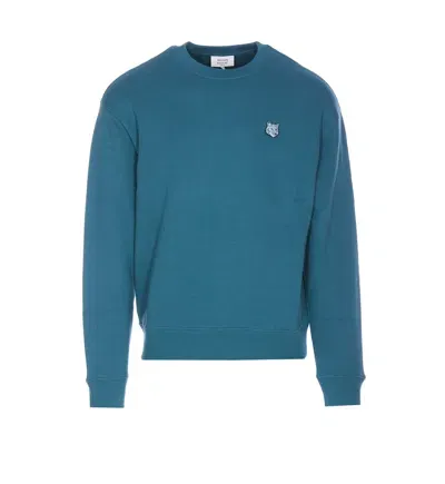 Maison Kitsuné Fox Head Patch Logo Sweatshirt In Blue