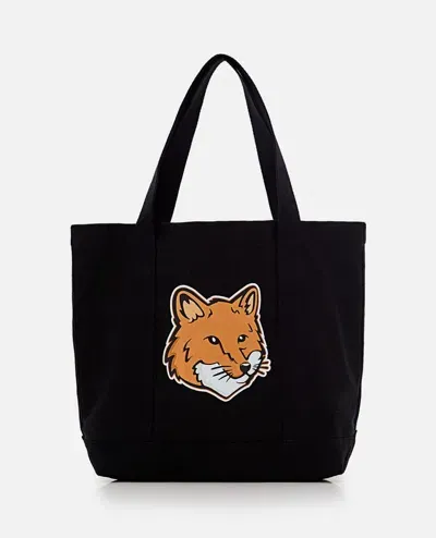 Maison Kitsuné Fox Head Tote Bag In Black