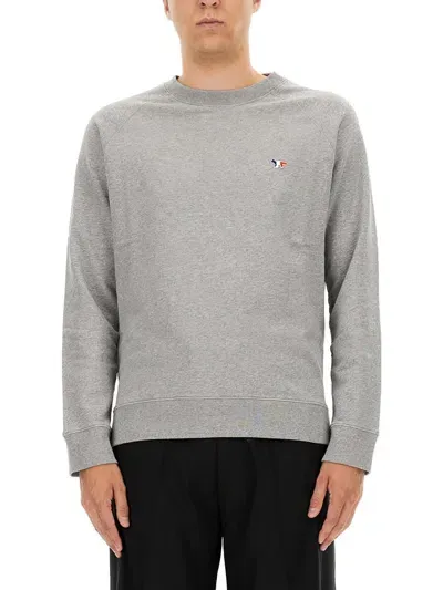 Maison Kitsuné Fox Tricolor Patch Sweatshirt In Grey