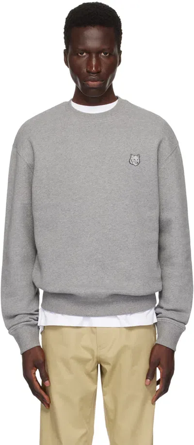 Maison Kitsuné Bold Fox Head Cotton Sweatshirt In Grey