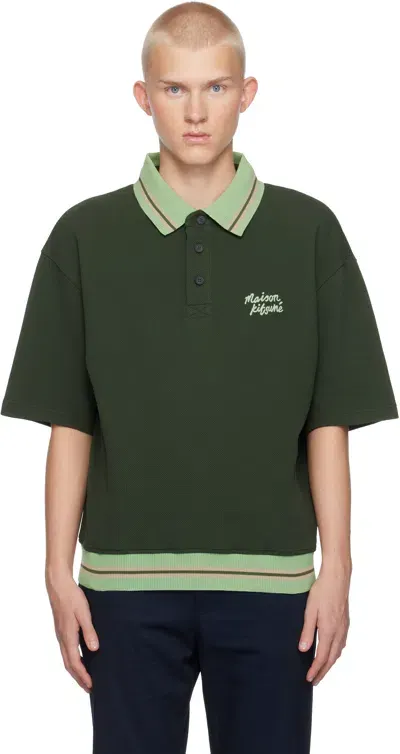 Maison Kitsuné Green Oversize Polo In P391 Ranger Green