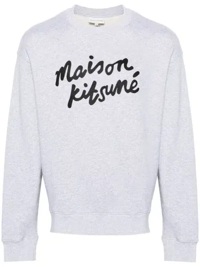 Maison Kitsuné Logo-print Cotton Sweatshirt In Grey