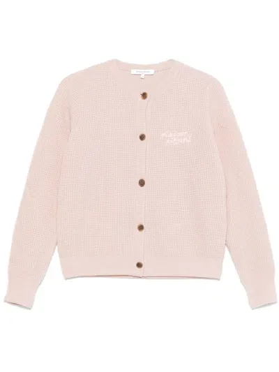 Maison Kitsuné Handwriting Cardigan In 0018 Pink Clouds/light Grey Melange