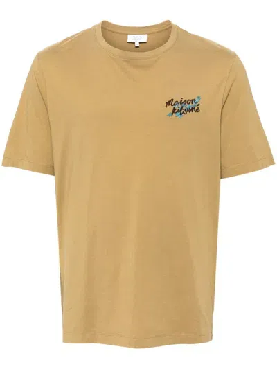 Maison Kitsuné Handwriting Comfort T-shirt In Yellow