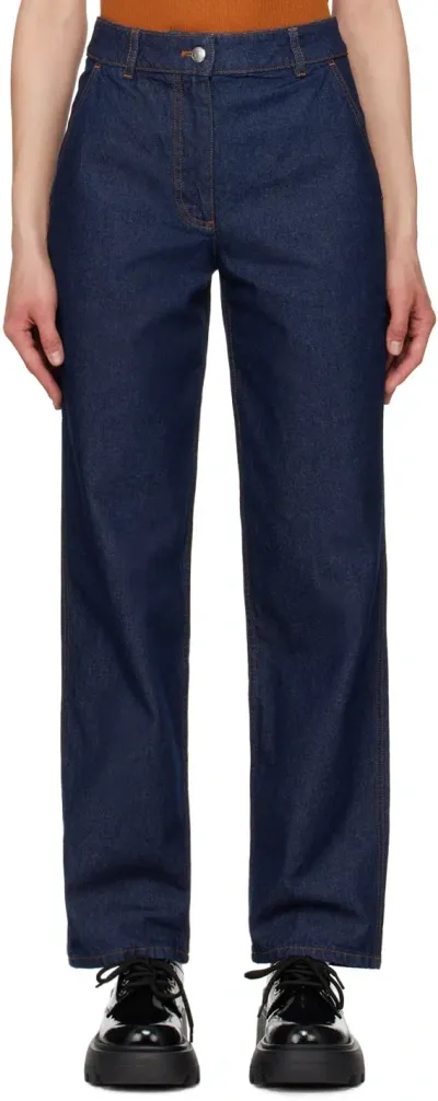 Maison Kitsuné Indigo Straight Jeans In Blue