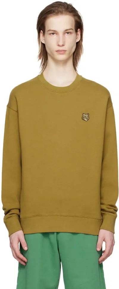 Maison Kitsuné Khaki Bold Fox Head Sweatshirt In P358 Khaki Green