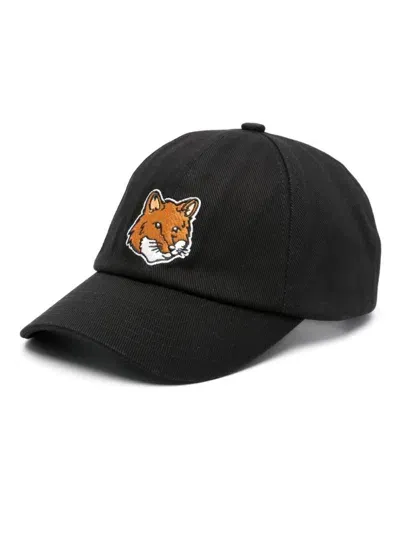 Maison Kitsuné Large Fox Head Cap In Black