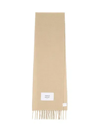 Maison Kitsuné Large Scarf With Fringes In Beige