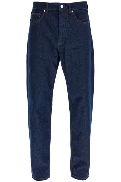 Maison Kitsuné Lightweight Denim Straight Leg Jeans In Blue