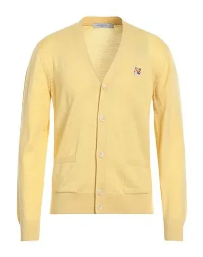 Maison Kitsuné Wool Cardigan In Yellow