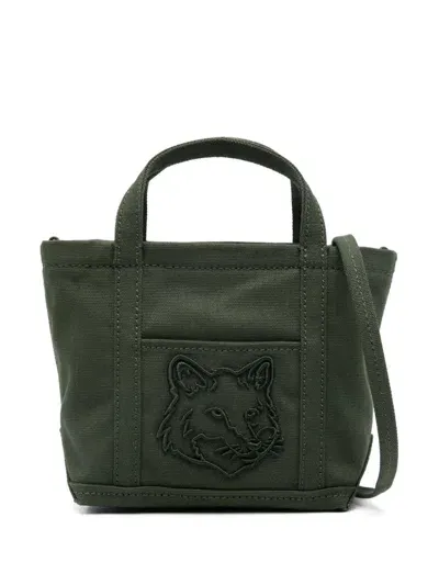 Maison Kitsuné Mini Fox Head Tote Bag In Green