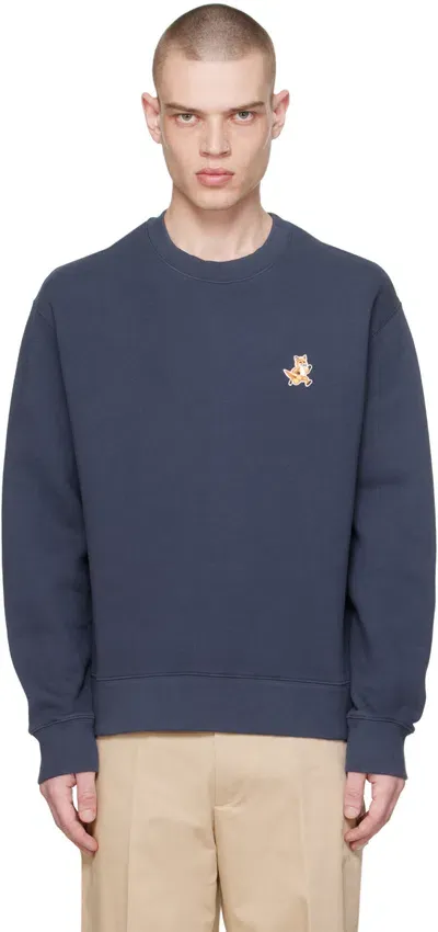 Maison Kitsuné Navy Speedy Fox Sweatshirt In P476 Ink Blue