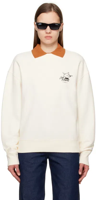 Maison Kitsuné Off-white 'café Kitsune' Sweater In P709 Tapioca