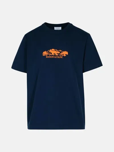 Maison Kitsuné 'outdoor' Navy Cotton T-shirt