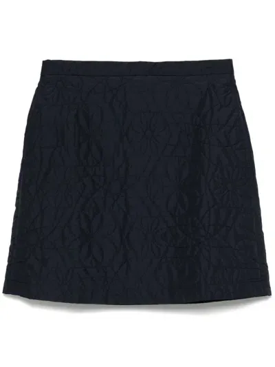 Maison Kitsuné Quilted Mini Skirt In Blue