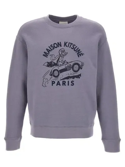 Maison Kitsuné Racing Fox Cotton Sweatshirt In Blue