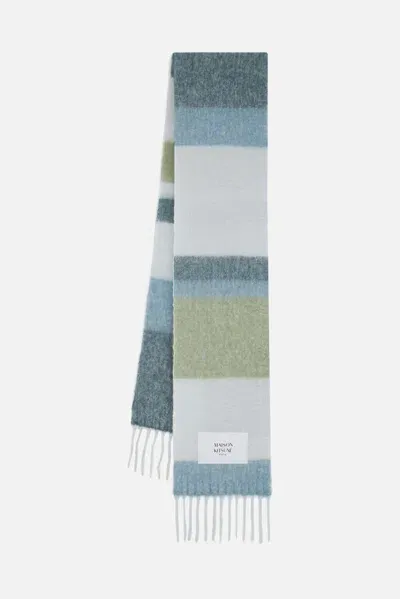 Maison Kitsuné Striped Scarf In P456 Freshwater