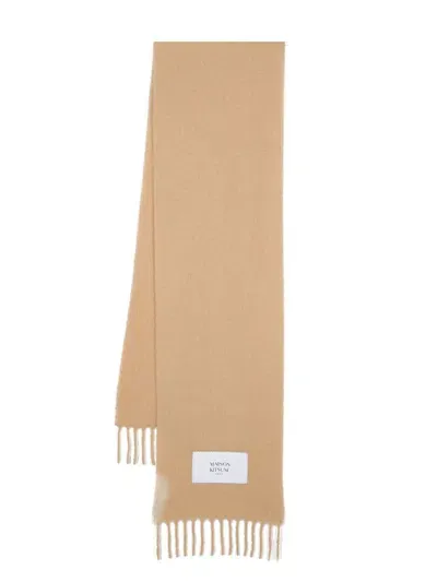 Maison Kitsuné Baby Alpaca Plain Scarf In Beige