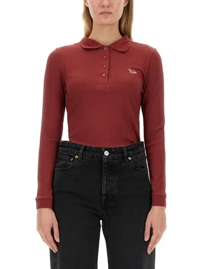 Maison Kitsuné Slim Fit Polo. In Bordeaux