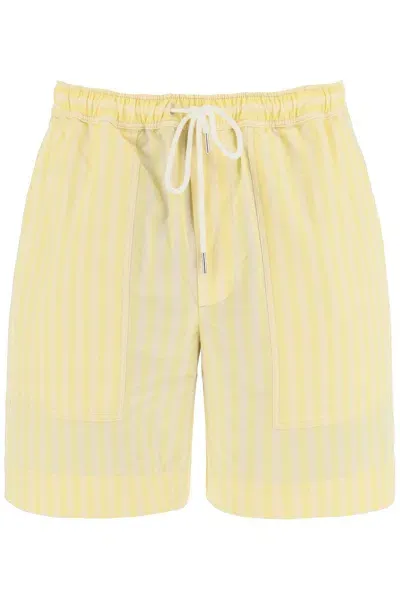 Maison Kitsuné Maison Kitsune Striped Poplin Bermuda Shorts For In Yellow