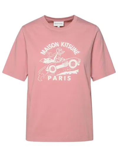 Maison Kitsuné Pink Cotton T-shirt In Nude & Neutrals