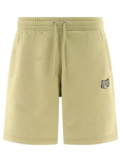 Maison Kitsuné Fox Patched Drawstring Waist Shorts In Neutrals