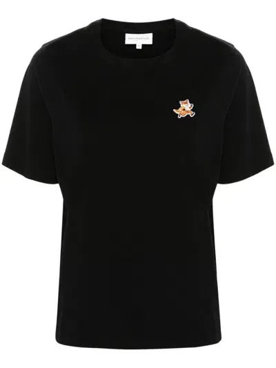 Maison Kitsuné Speedy Fox-appliqué T-shirt In Black