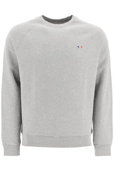 Maison Kitsuné Fox Tricolor Patch Sweatshirt In Grey